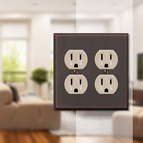 AMERELLE 68DDDB Manhattan Double Duplex Cast Metal Wallplate in Aged Bronze, 2 Duplex - size: 2 Duplex