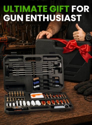 Universal Gun Cleaning Kit for All Caliber .17 to 12Ga - Handgun, Shotgun, Pistol and Rifle Cleaning Kit with Steel Rods, Brass Jags, Brushes, Gun Cleaning Patches - Complete Gun Cleaning Kit - style: 61pc Brass Cleaning Kit CLP