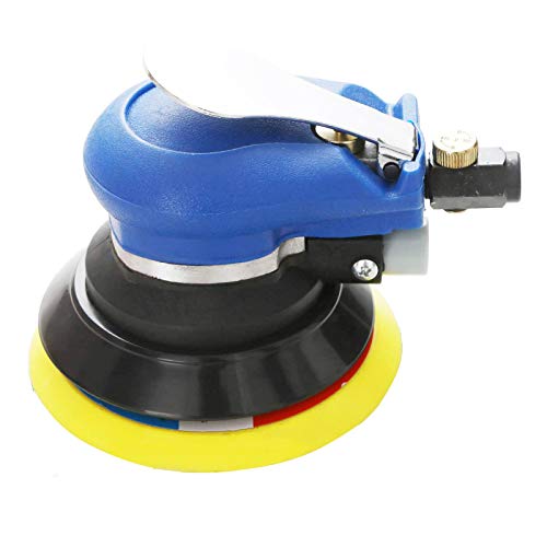 Professional Air Random Orbital Sander, Heavy Duty Dual Action Pneumatic Palm Sander (5 inch, Blue) - color: Blue, size: 5 inch