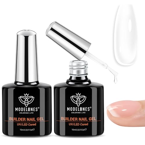 modelones Builder Nail Gel, 2 Pcs Clear Builder Nail Polish Base - color: Builder Clear Clear
