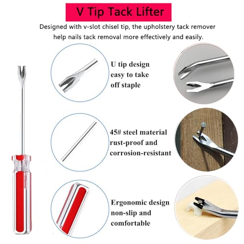 5pcs Upholstery Staple Remover Tool with Nail Puller Pliers Tack Puller Staple Puller, Nail Remover Tool for Furniture Floor Carpet Wall Wooden Case Photo Frame - color: A+5