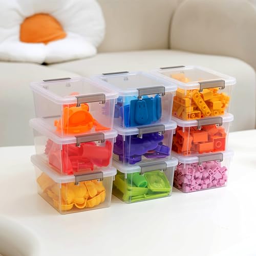 Citylife 30Packs 1.3Qt Small Storage Bins with Lids,Stackable Clear - color: Clear White, size: 1.3 QT(30 Pack)