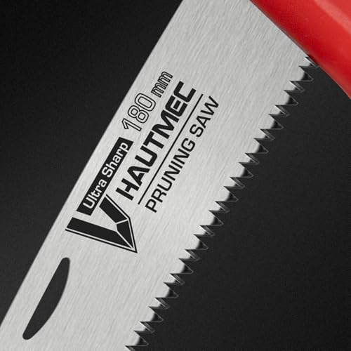 HAUTMEC 7" Folding Pruning Hand Saw for Tree, Garden & Camping | SK5 Steel Blade, Folded Pocket Size, Backpacking, 9 TPI Triple-Cut, Limb & Wood Cutting, ABS & TPR Grip, Survival Gear