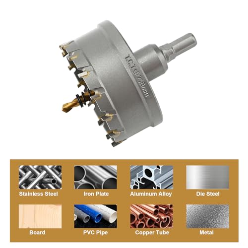 2-15/16'' TCT Hole Saw Kit Tungsten Carbide Tipped Hole Saw Drill Bit with Titanium-Plated Pilot Drill bit for Metal, Stainless Steel, Iron (75MM) - size: 75MM | 2-15/16''