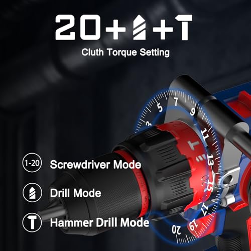 NANWEI Hammer Drill,1100 in-lbs, 26000BPM, 2x4.0Ah Batteries, Brushless