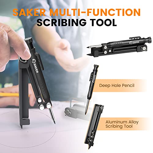 Saker Multi-function Scribing Tool,Aluminum Alloy Scribe Tool 5.5Inch