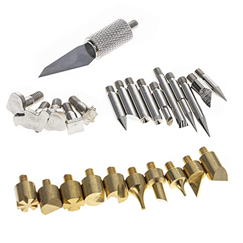 40PCS Wood Burning Pen Set Wood Burning Soldering Chiseled Tips Hot Blade Tweezer - size: Standard