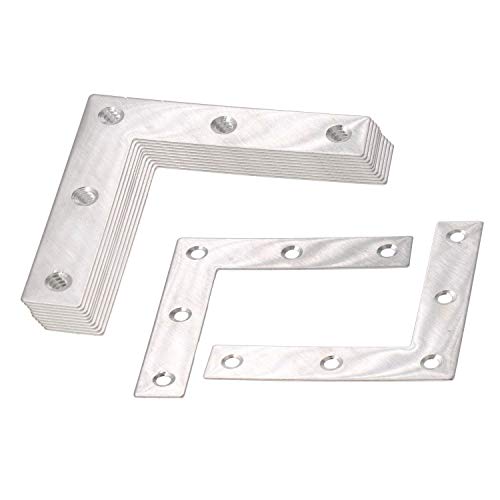 Stainless Steel L Shape Flat Corner Brace Bracket for Wood, Metal Fixing Joining Support Brace for Shelves, Furniture and Cabinet 10Pack(60x60mm) - size: 60 x 60 mm