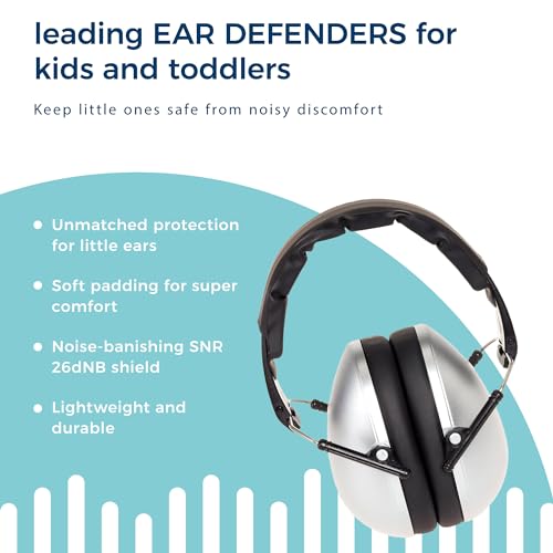BANZ Kidz Earmuffs 2 Years & Older - Loud Noise Cancelling, Size Adjustable - color: Silver