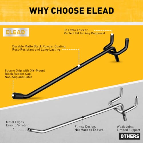 ELEAD 66-Piece 2/4/6 Inch Extra Thick Pegboard Hooks, Heavy Duty Peg Board Organizer Accessories, Peg Board Tool Hangers Fit for 1/4" Pegboard Hanging Tools Garage, Workshop, and Craft Storage - style: 66-Piece 2&4&6 Inch extra thick
