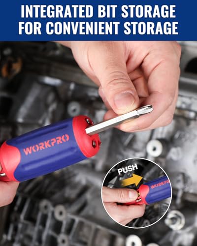 WORKPRO 12-in-1 Ratcheting Multi-Bit Screwdriver Set, Quick-load Mechanism Screwdriver with Double End Bits in Handle (Pack of 2) - size: Standard (Pack of 2)
