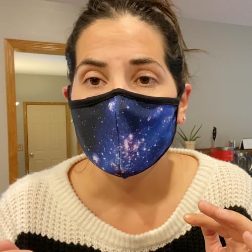 Cloth Face Mask for Women, Men - Reusable Fabric Masks with Nose Wire - color: 3 Pack Blue Galaxy