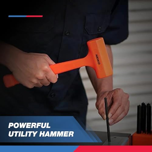 NEIKO 02849A 4 Lb Dead Blow Hammer, Neon Orange | Unibody Molded | Checkered Grip | Spark and Rebound Resistant - size: 4 Pound, style: Dead Blow