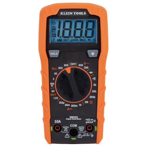 Klein Tools MM325 Multimeter, Digital Manual-Ranging 600V AC/DC Voltage Tester, Tests Batteries, Current, Resistance, Diodes, and Continuity - size: Manual-Ranging