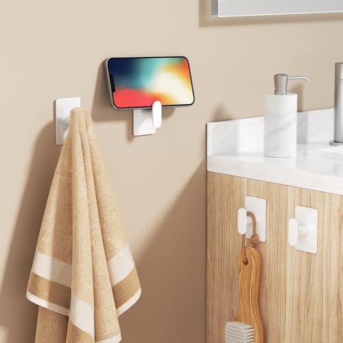 pickpiff Adhesive Towel Hooks: 20LB Extra Strong Wall Hanger, White 8 Pack - color: White, size: 8 Pack