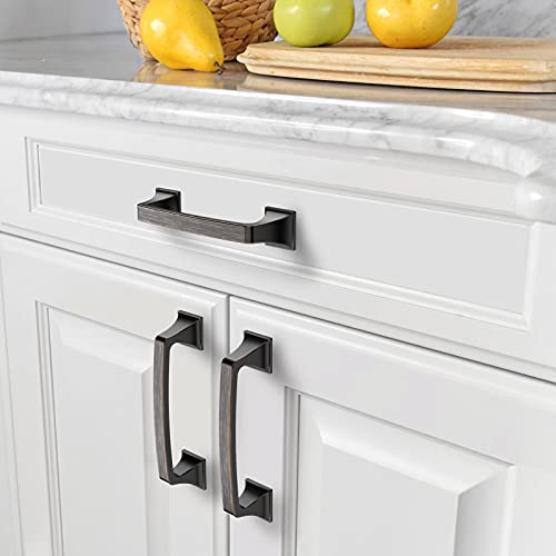 Amerdeco 10 Pack Oil Rubbed Bronze 3-3/4 Inch(96mm) Hole Centers Kitchen Cabinet Pulls Hardware Kitchen Handles for Cabinets Cupboard Handles Drawer Pulls - color: Oil Rubbed Bronze, size: 3.75" hole center