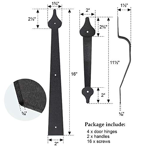 WINSOON Decorative Metal Garage Door Hardware Screw in, Black Steel, 1 Set - size: 1 Pack
