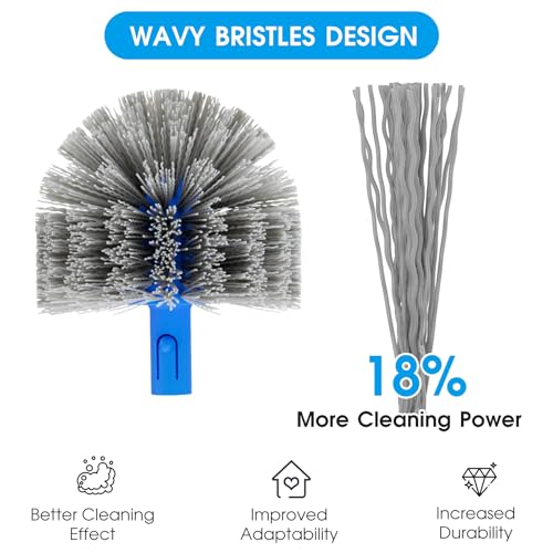 TidyMister Pool Brush with Pole - 20’’ 2-in-1 Detachable Round Brush with Extra Side Brush for Cleaning Hard-to-Reach Corners, 9 FT Aluminum Extended Pool Pole with Hidden Hook Retriever - size: 20 Inch