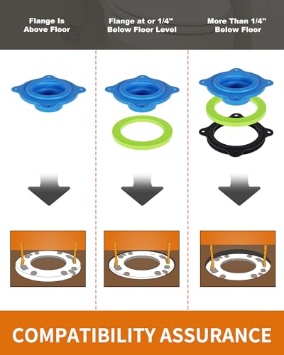 Elastic Wax Ring Toilet Seal, No Mess Gasket Replacement Repair Kit Install - style: Elastic Wax Ring Gasket Kit Blue(Flange not included)