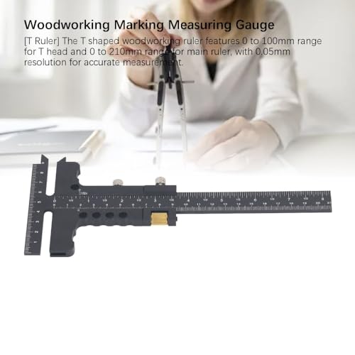 Fine Tuning T Shaped Woodworking Ruler, Aluminum Alloy Marking Gauge Scribing Tool for Precision Woodworking