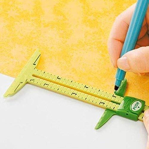 HONEYSEW 5-in-1 Sliding Gauge Measuring Sewing Ruler Tool for Sewing,Crafting, Marking Button Holes,Hem Gauge, Circle Compass, T Gauge (2pcs Sliding Guage only)