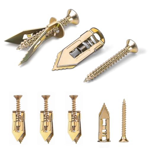 90 Pcs Self-Drilling Drywall Anchors with Screws Kit, Zinc Plated Steel, Easy Application No Drill or Holes in Wall, 45 Anchors and 45 Screws - size: 1size-45pcs