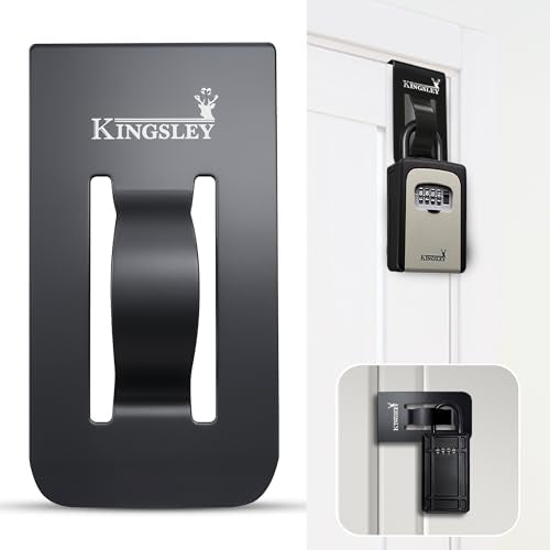 Kingsley KL-180 Over-The-Door Lockbox Bracket – Black Metal Key Lock Box Holder