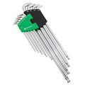 Powerbuilt 9 Piece Star Stubby Long Arm Ball End Hex Key Wrench Set, Allen Hex Key Wrench, Extra Long Arm, Ball End, size T10 to T50-240101 - style: Star