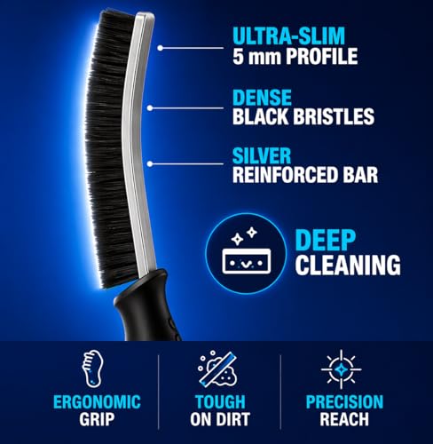 Cadley Cleaning Brush Set of 6, Cleaning Brushes for Household Use, Grout Cleaner Brush with Long Handle, Gap Cleaning Tool, Hard Bristle Brushes for Bathroom, Kitchen & Home Essentials