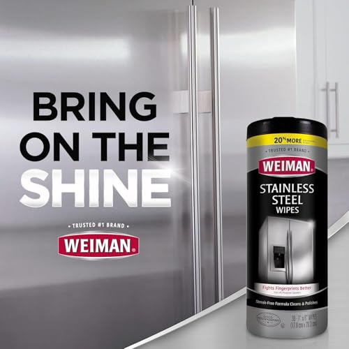 Weiman Stainless Steel Cleaning Wipes [2 Pack] Removes Fingerprints, Residue, Water Marks and Grease From Appliances - Works Great on Refrigerators, Dishwashers, Ovens, Grills and More - style: 30 Count (Pack of 2)