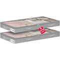 punemi 3 inch High Soft Low Profile Under Bed Storage Bins, 2 Pack, Grey - color: Grey, size: 2 Pack-3 inch Tall-Soft