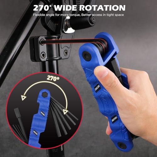 12-Piece Large Folding Hex Key Set Metric (1.5-12mm), Heavy Duty Allen Wrench Set, Portable Tool for Archery, Bike Repair, Furniture, and Basic Home Maintenance (Blue) - style: 12-Piece Metric (Folding - Blue)