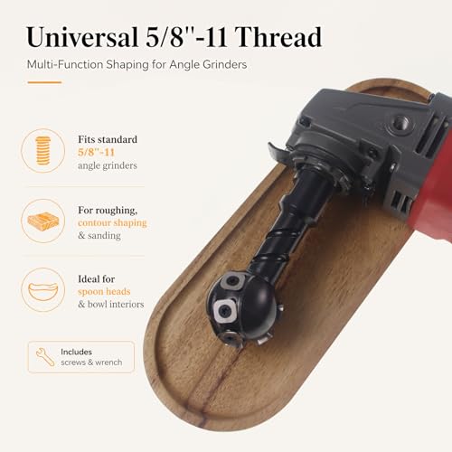 Sphere Rotary Alloy Burr Indexable Tungsten Carbide Spiral Carving Bit, Fits 5/8"-11 Thread Angle Grinder, 1.9" (48mm) Carbon Steel Ball Shape Chisel Angle Grinder Attachment - style: 1.9-Inch-Spherical
