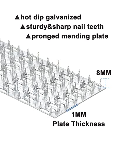 Truss Plates 3x6, 10 Pack Pronged Truss Mending Plate with Nail Teeth, Tie Plate for Roofing Wood Connector, 20 Ga Thickness - size: 3x6in -10pcs
