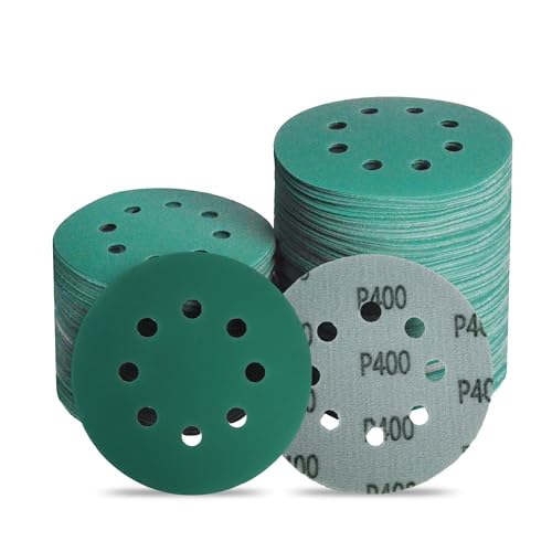 5 Inch 8 Hole P400 Grit Zirconia Wet Dry Sanding Discs - 50 Pack - size: 400 Grit