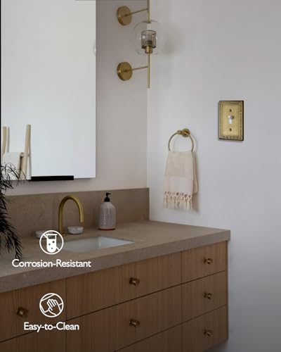 Switch Plates Outlet Covers, 2-Pack Antique Brass Metal Wall Plates - color: Antique Brass, size: 1 Toggle 2PK