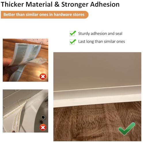 White Caulk Tape Self Adhesive Waterproof, Bathroom Peel & Stick Caulking Strip Floor Tile Wallpaper Toilet Tub Shower Wall Trim, DIY Project Renter Friendly Decor, Quick & Easy to Install in Minutes - style: White-1.5IN-10.5FT