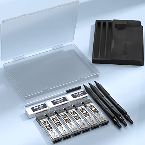 Nicpro Metal Mechanical Pencils Set 0.5 & Solid Carpenter Pencil for Architect, Engineering