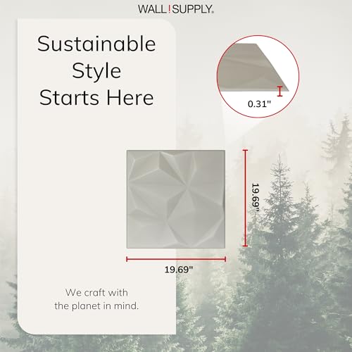 Wall!Supply 3D Geo Lite Wall Panels, 12-Pack, Cashmere - color: Cashmere, style: Geo Lite