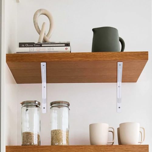 8 Pcs Heavy Duty Shelf Brackets, Floating Metal Shelf Brackets, White, 11.81 x 7.48 Inch, Wall Mount, Powder Coated Iron - size: 11.81 x 7.48 inch White