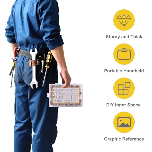 476pcs Class 8.8 Metric Flange Bolts Assortment Kit, M5, M6, M8, Metric Bolts and Nuts Assortment, Hex Bolt and Nut Washers Kit, Yellow Zinc Plated - size: M5, M6, M8-476pcs