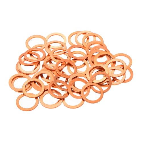 MECCANIXITY 52 Pcs Flat Copper Washers, 11x15x1mm Copper Upgraded Flat Metric Sealing Crush Ring Washers for Hydraulic Fittings Screw Bolt Nut Electronic Repair - size: 11x15x1mm