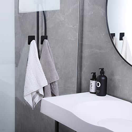 DELITON 8 Pack Adhesive Towel Hooks, Matte Black Wall Hooks for Bathroom - color: Black-8