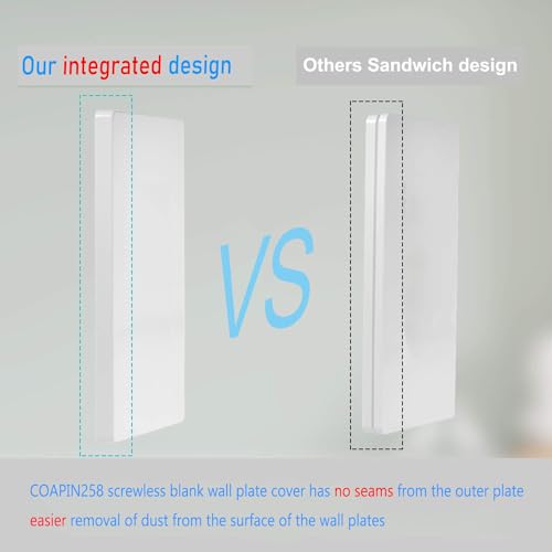 1-Gang Screwless Blank Wall Plate Cover Blank Switch Outlet Electrical Faceplate for Light Switch, Receptacle, Dimmers, USB Outlet, GFCI, Child Safe Cover Plate, White (4-Pack) - color: Single Blank-White, size: 4 Pack