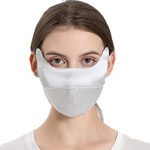 100% Mulberry Silk Lightweight Breathable Face Mouth Mask Cover Sunscreen Wind Against Dust Washed Reusable - color: Color#1