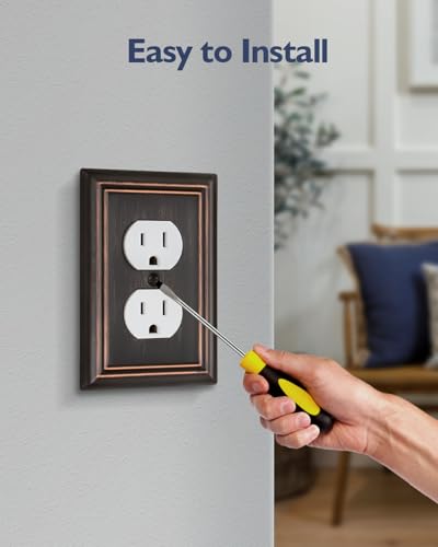 Switch Plates Outlet Covers, 6-Pack Metal Wall Plates, Aged Bronze - color: Aged Bronze, size: 1 Duplex 6PK