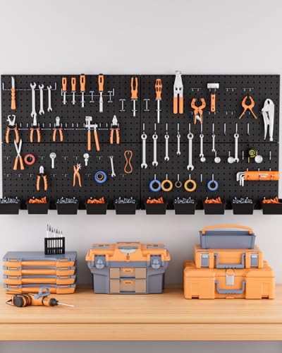 INCLY 158PCS Black Metal Pegboard Wall Organizer 48x24 Inch - color: Black, size: 48x24 Inch
