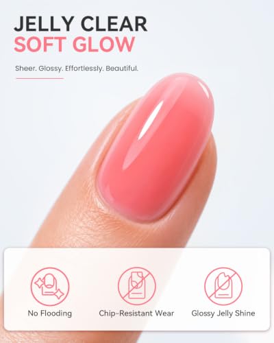 Makartt Jelly Pink Nude Red Gel Nail Polish Set 15ML: 6 Sheer Colors - color: Warm Rose