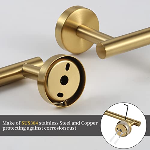 Bathroom Hardware Set Brushed Gold, 10pcs Towel Bar Set Including 2pcs16 inch Towel Bars, Toilet Paper Holders, Towel Rings and 4pcs Robe Towel Hooks - color: Gold-10pcs-16inch