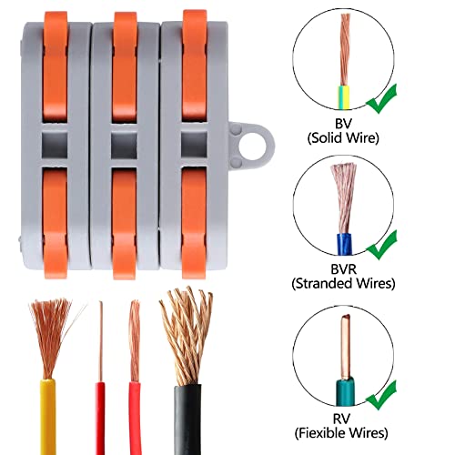 XHF Brown Conductor Compact Lever Connectors Nuts, Electrical Wire Terminals for Any Circuit Inline Splices 28-12 AWG (SPL-1) - color: Brown